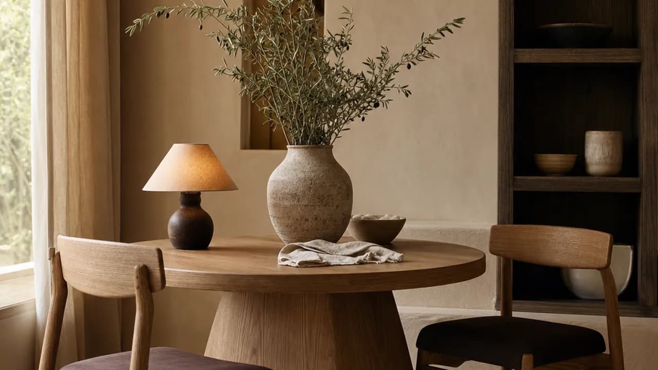 An example result: a japandi living room — wood, linen and soft daylight: interior