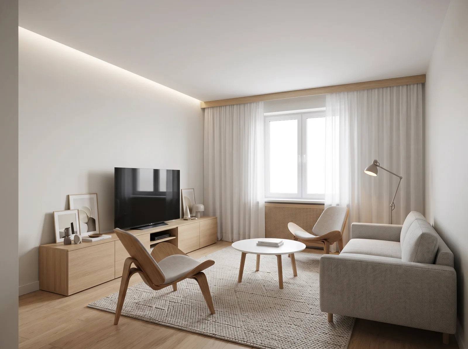 New finishes, furniture and light. Window, radiator and room dimensions stay put.